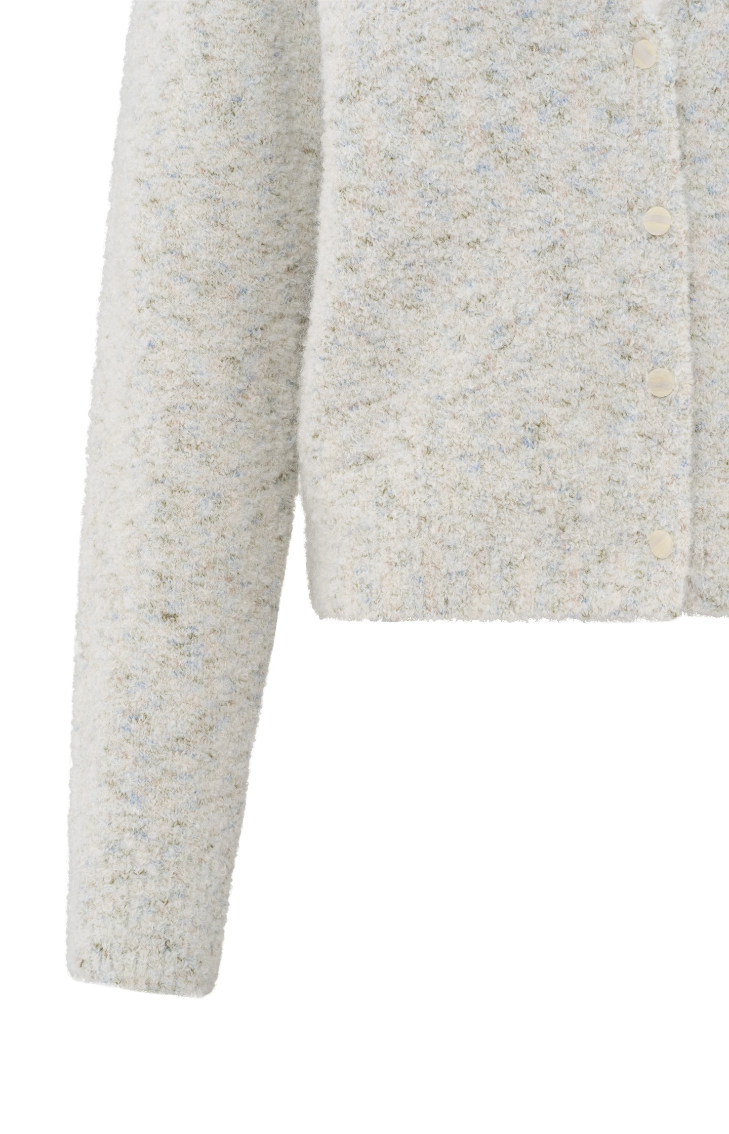 Boucle cardigan with V-neck and colorful accents