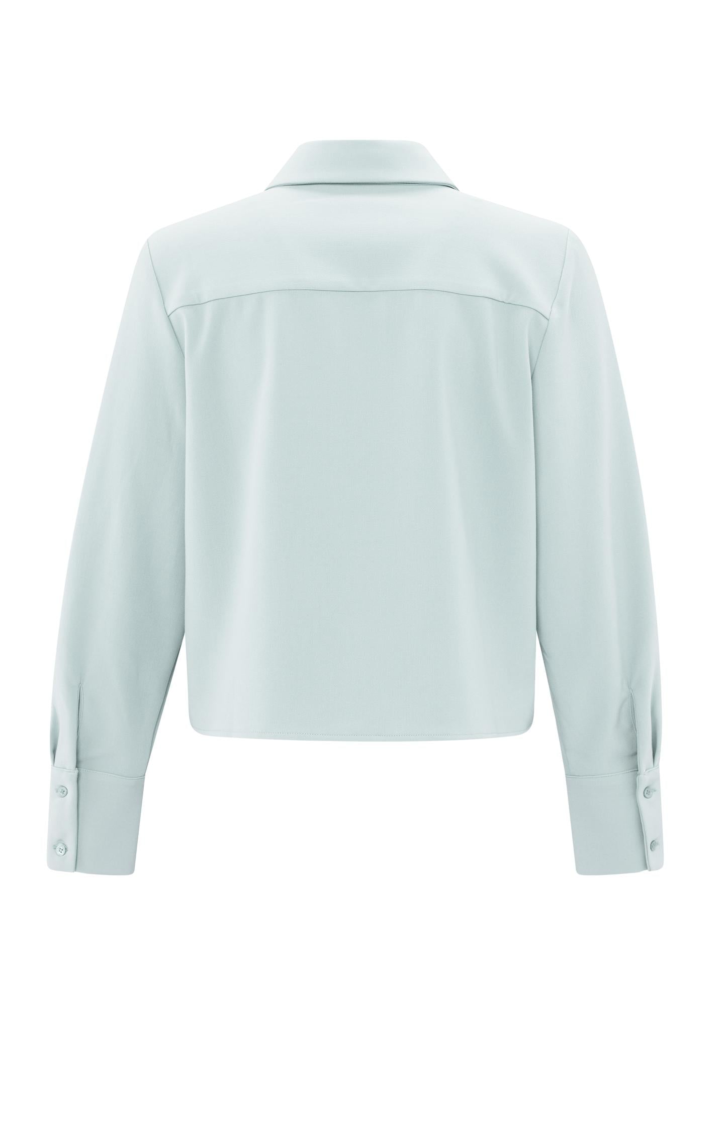 Cropped blouse with long sleeves and chest pocket