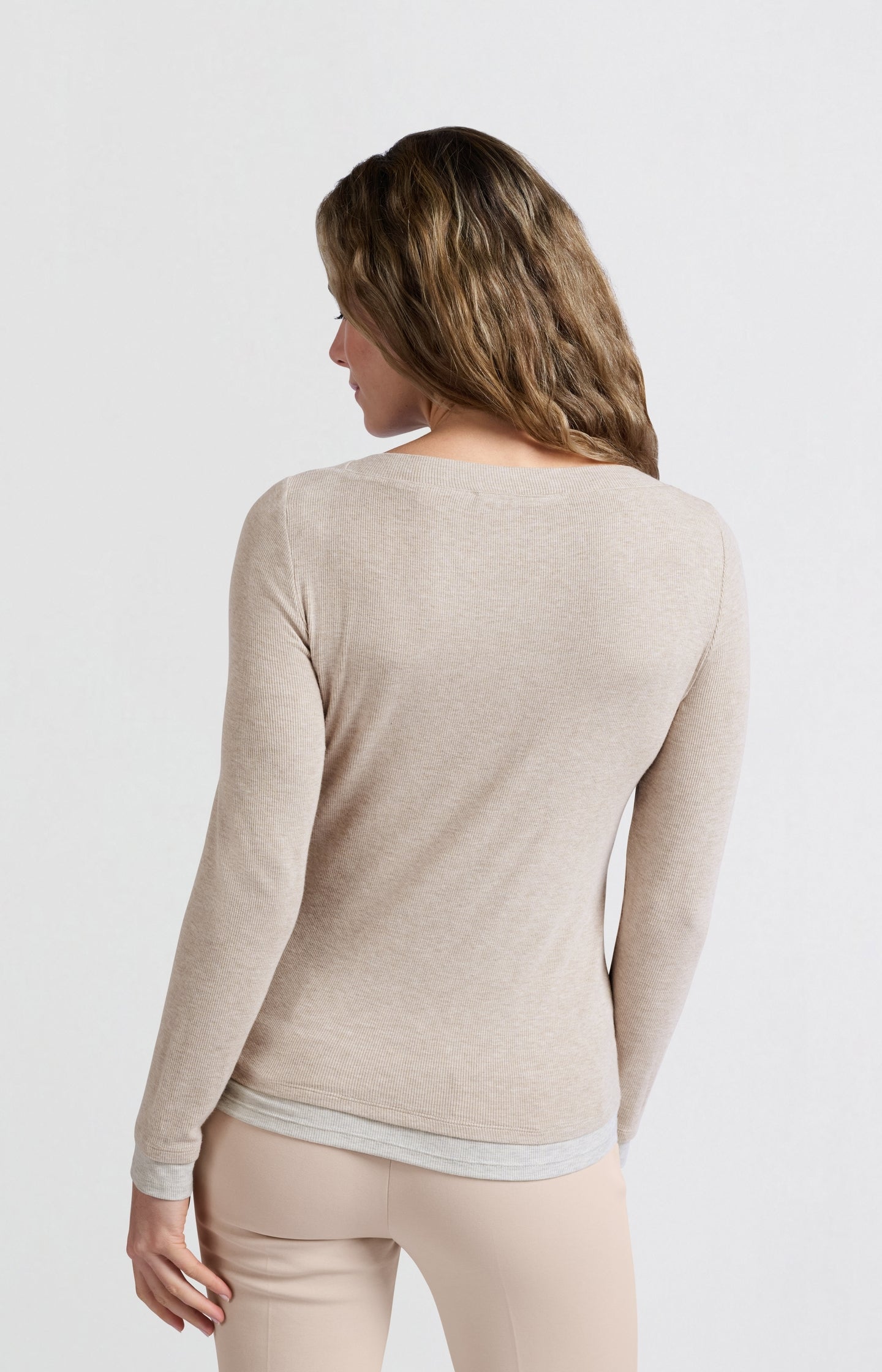 Faux double-layered top with contrasting trim details