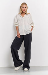 High-waisted wide-leg trousers