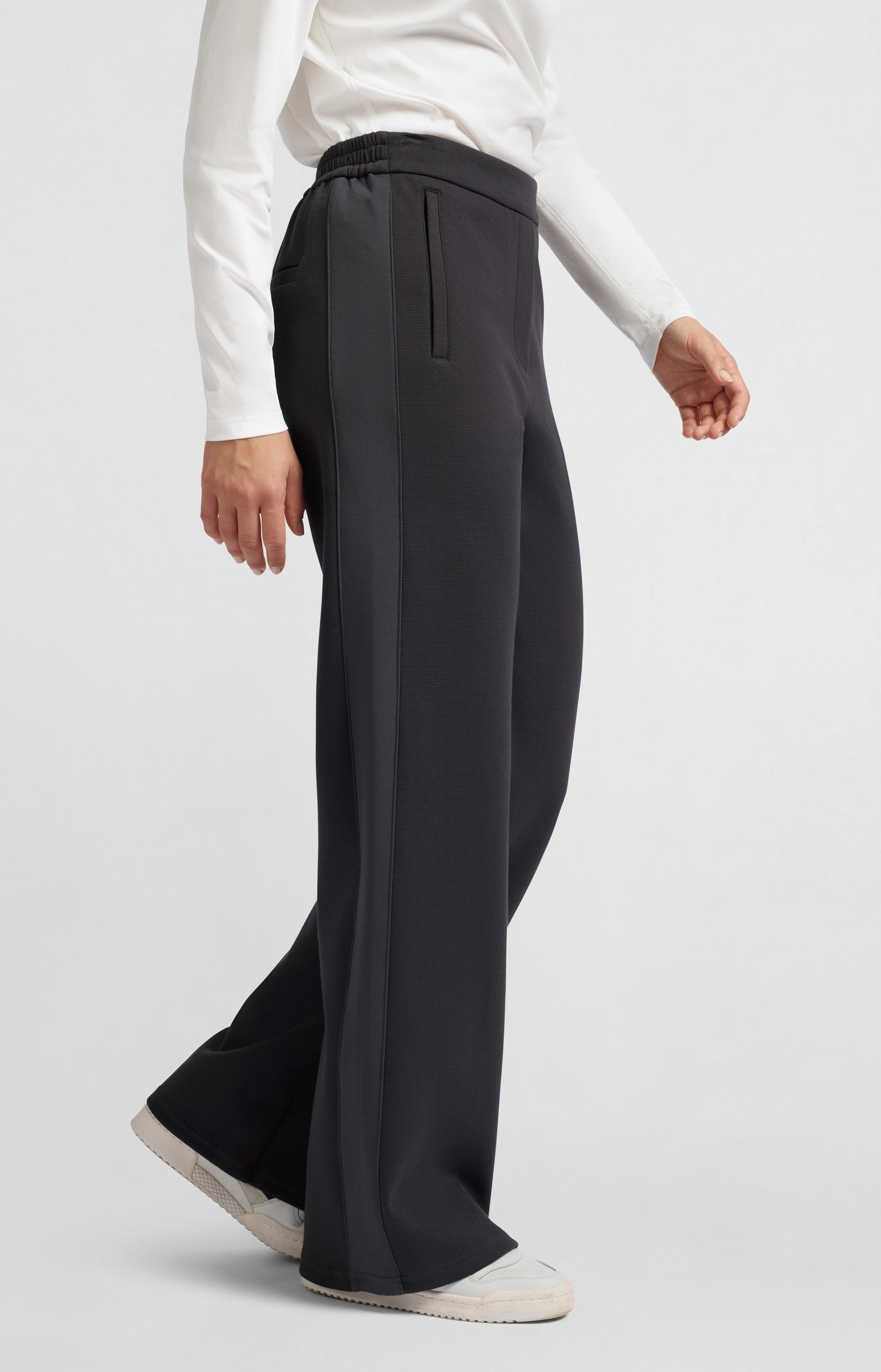 High-waisted wide-leg trousers