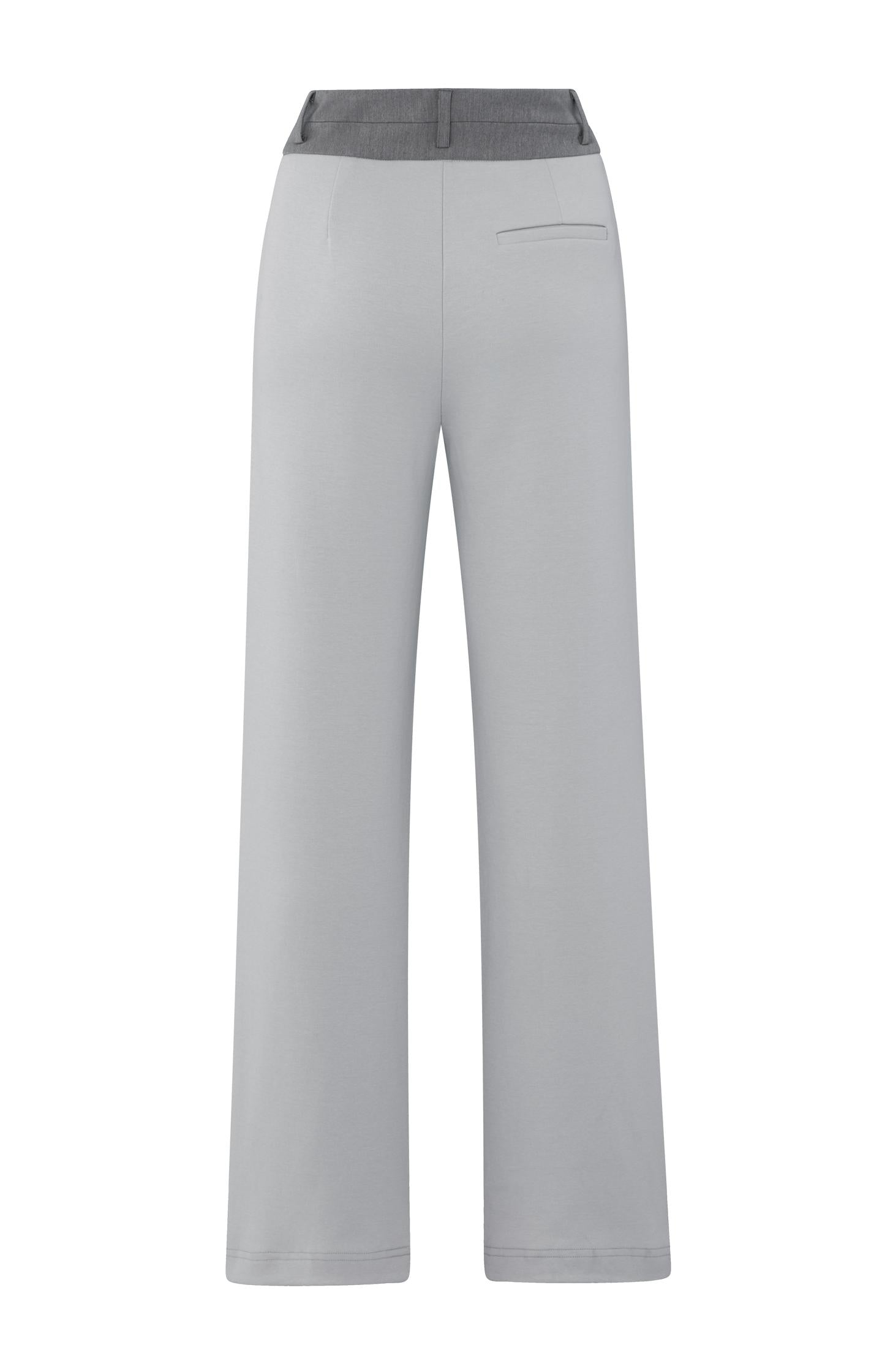 Jersey trousers with wide legs and contrasting waistband