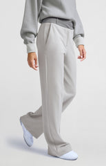 Jersey trousers with wide legs and contrasting waistband