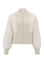 Knitted bomber jacket with zipper and ribbed details - Type: product