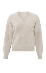 Knitted sweater with V-neck and textured pattern - Type: product