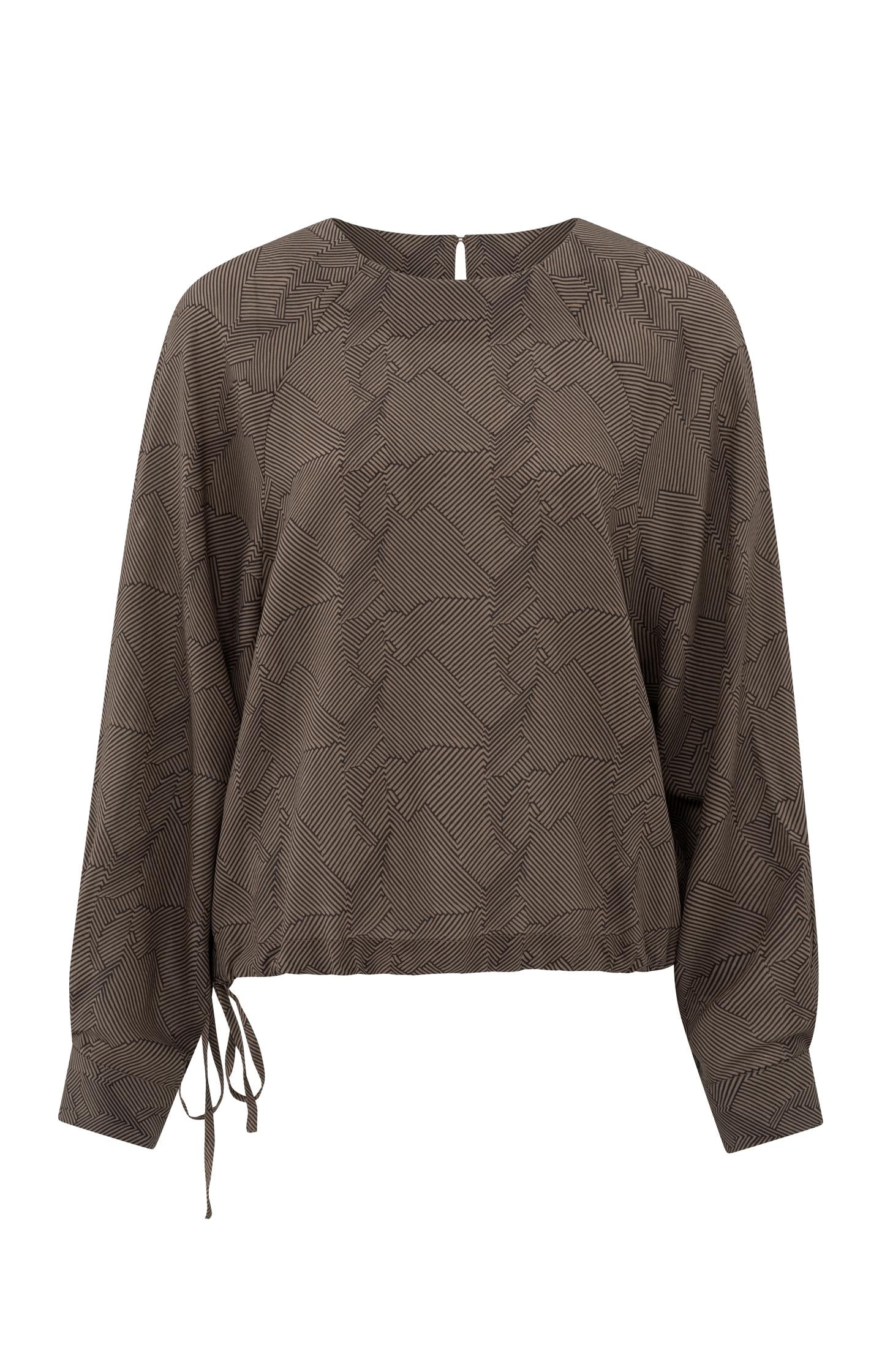 Long-sleeve top with print and drawcord - Type: product