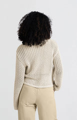 Mesh stitch cardigan with zipper and regular fit