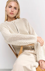 Mesh stitch cardigan with zipper and regular fit - Type: lookbook