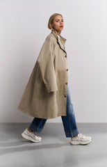 Oversized coat in cotton-woven fabric with button closure - Type: lookbook