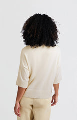 Oversized fine knitted T-shirt with mid-length sleeves