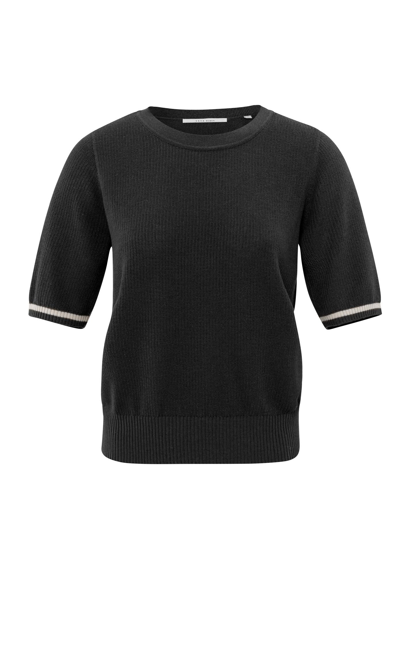 Ribbed sweater with round neck and short sleeves - Type: product