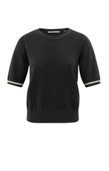 Ribbed sweater with round neck and short sleeves - Type: product