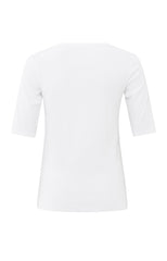 Ribbed T-shirt with round neck and half-length sleeves