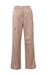 Satin cargo trousers with wide legs and pocket details - Type: product