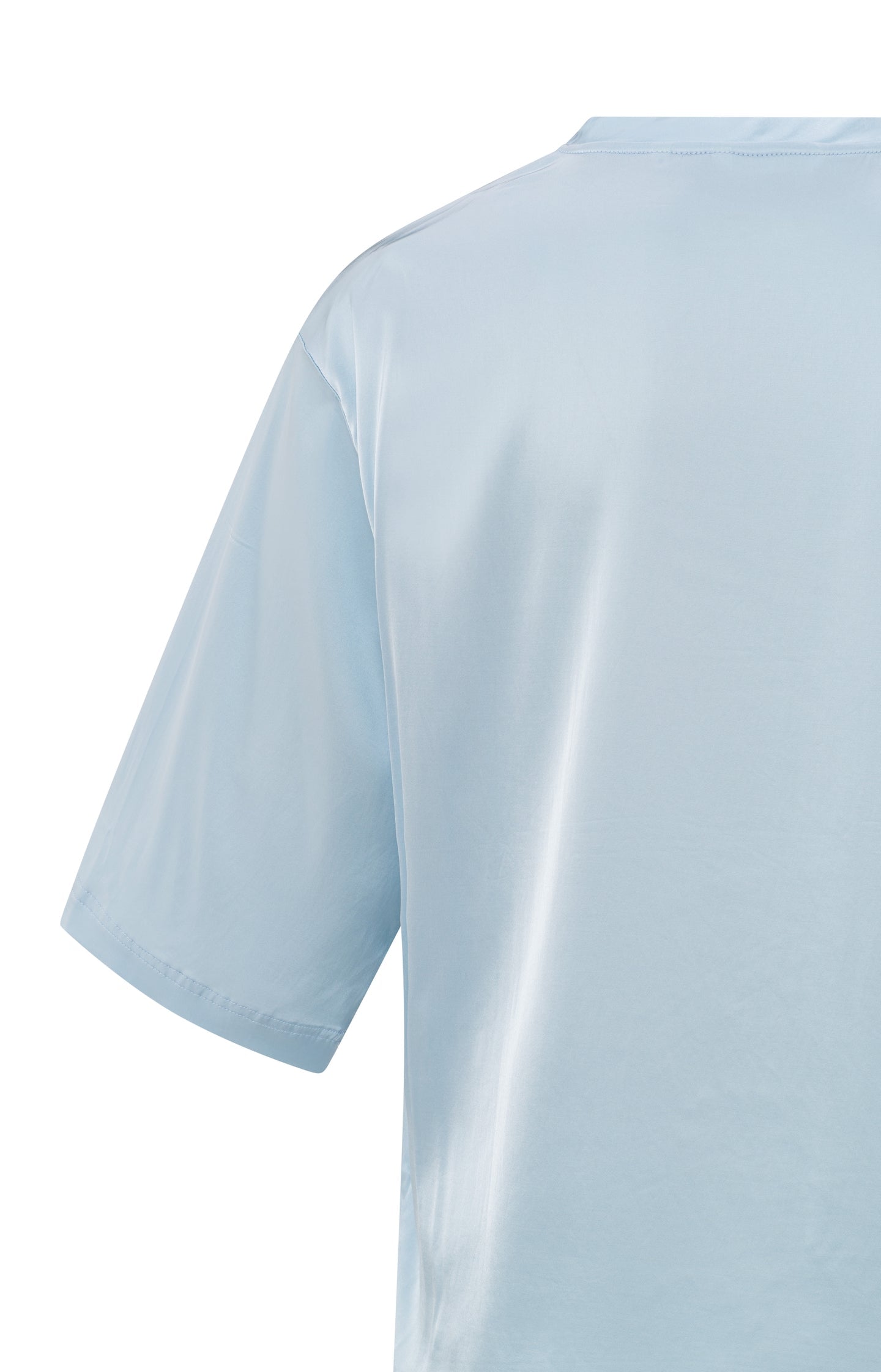 Satin oversized T-shirt with round neckline