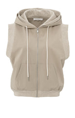 Sleeveless cardigan with hood and contrasting details - Type: product