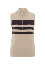 Sleeveless sweater with block stripes and half-zip - Type: product