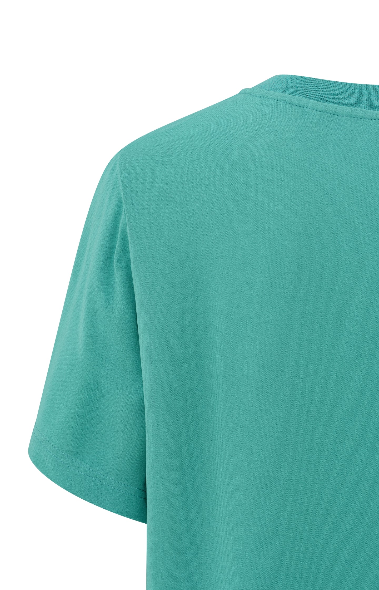 Soft woven T-shirt with round neck and short sleeves 01-701218-501 Lagoon Blue