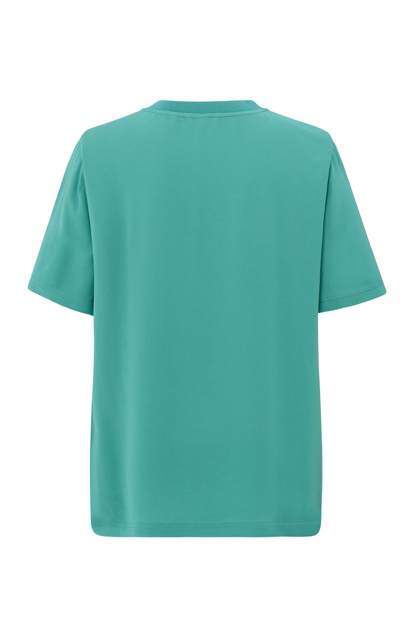 Soft woven T-shirt with round neck and short sleeves