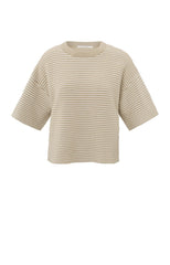 Striped fluffy sweater with short sleeves - Type: product