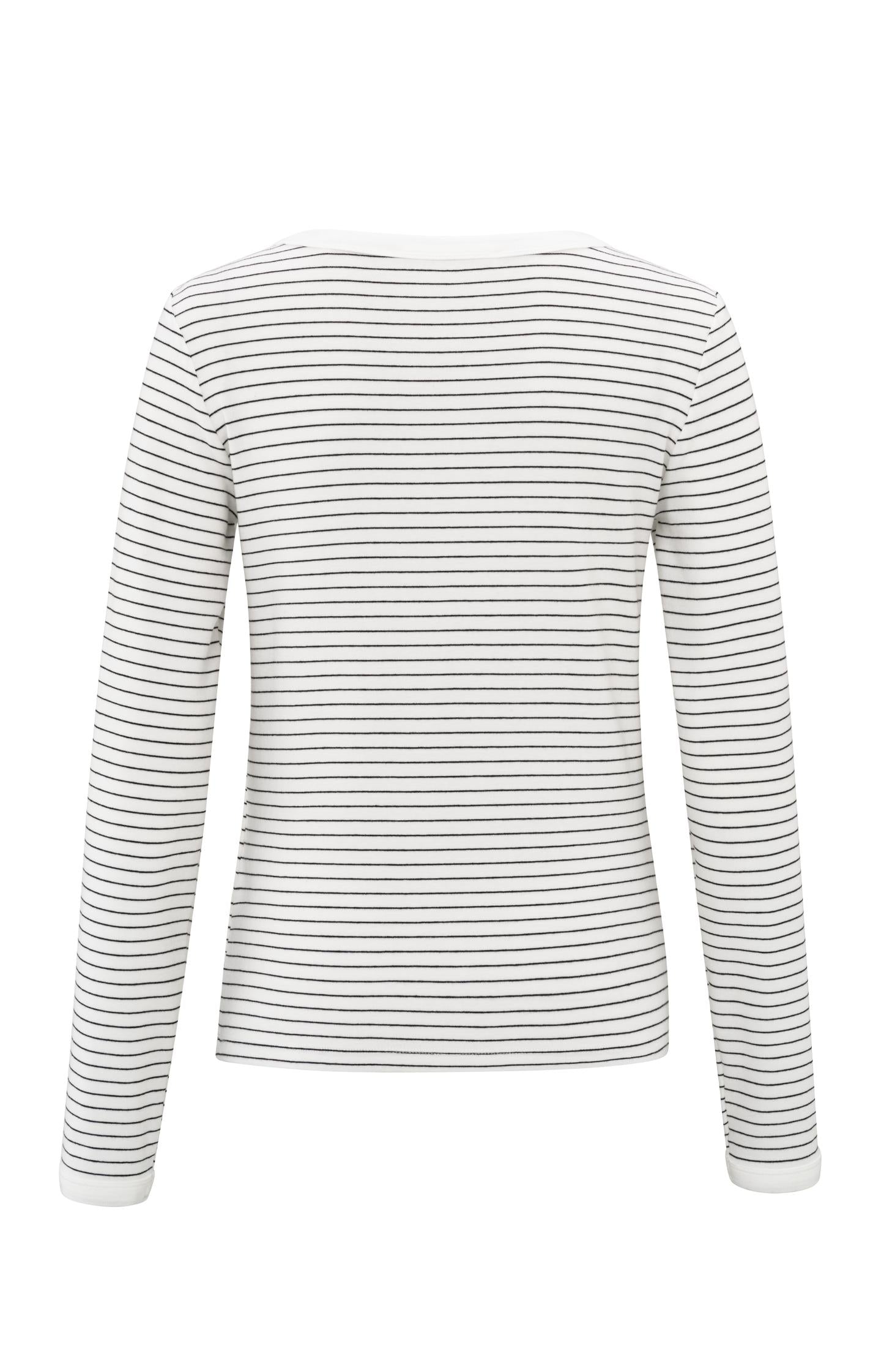 Striped top with long sleeves and center seam detail