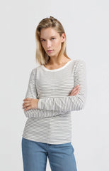 Striped top with long sleeves and center seam detail