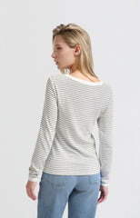 Striped top with long sleeves and center seam detail