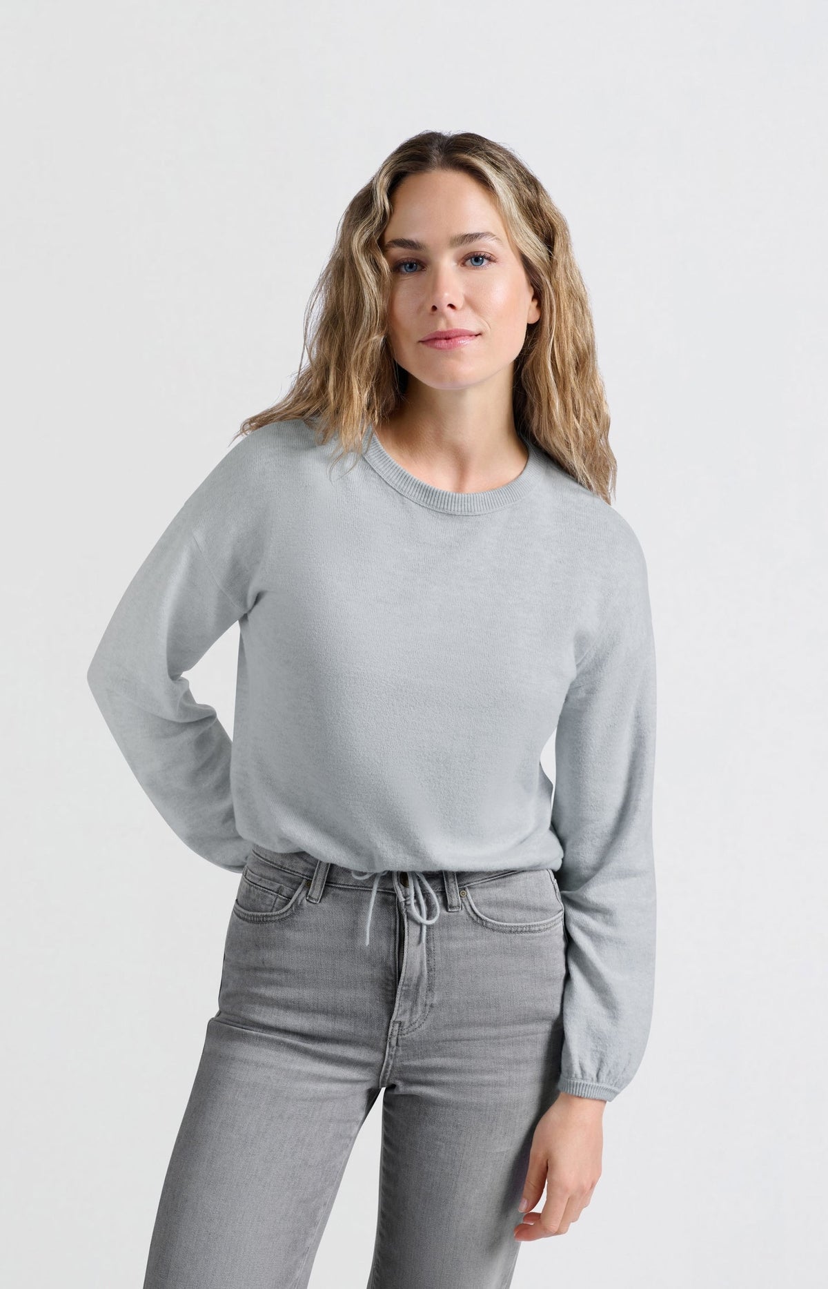 Sweater with corded hem and loose fit