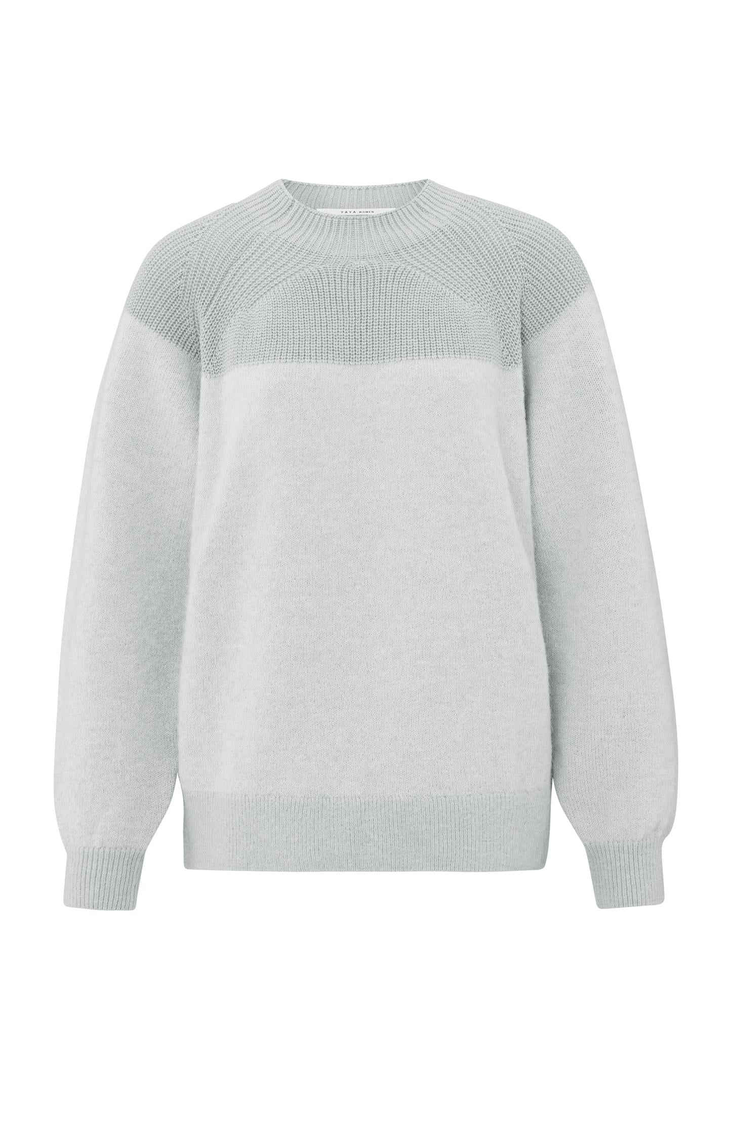 Sweater with mixed textures and round neck - Type: product