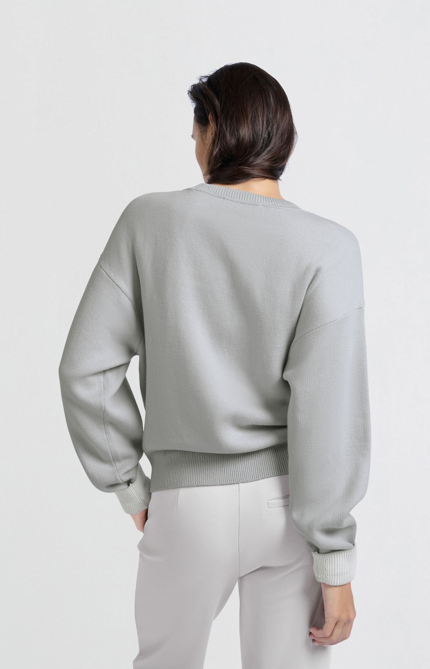 Sweater with round neck and contrasting trim details