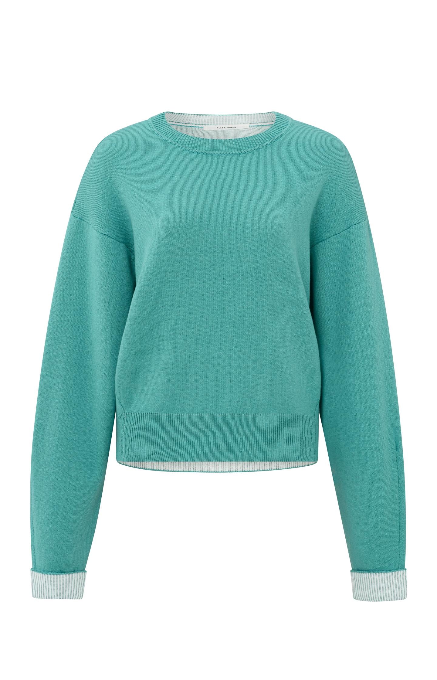 Sweater with round neck and contrasting trim details - Type: product