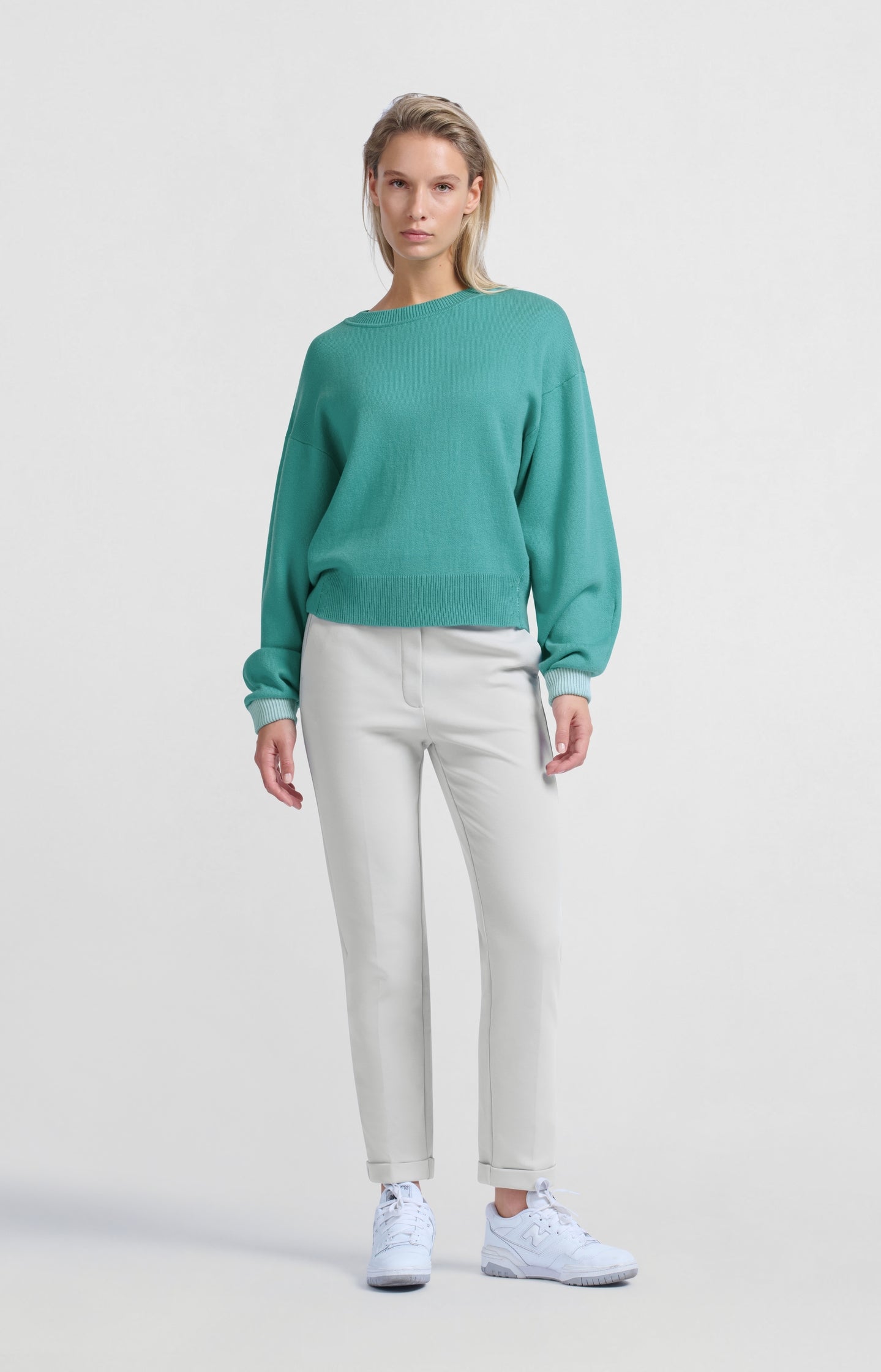 Sweater with round neck and contrasting trim details - Type: lookbook