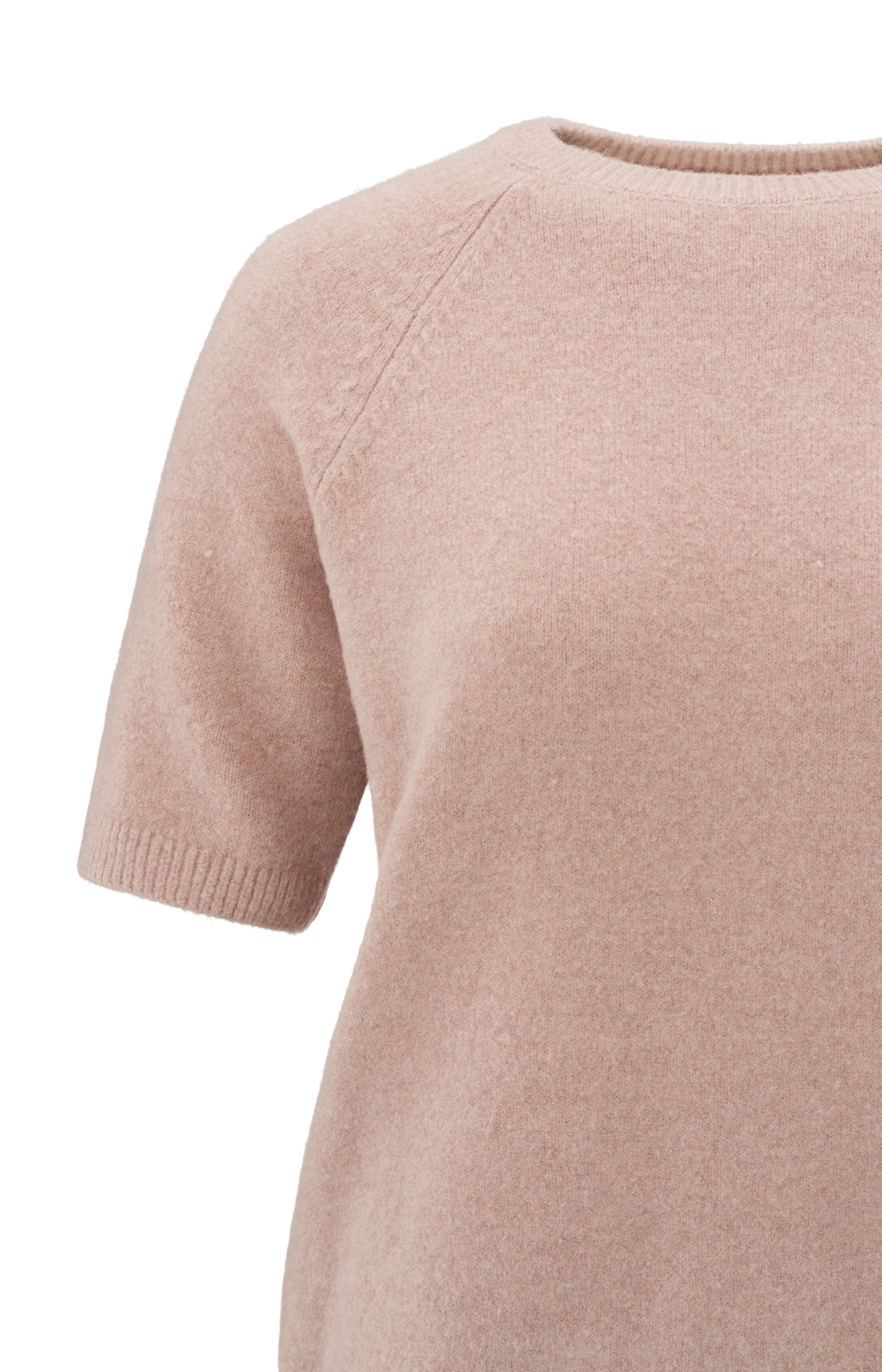 Sweater with short raglan sleeves and round neckline