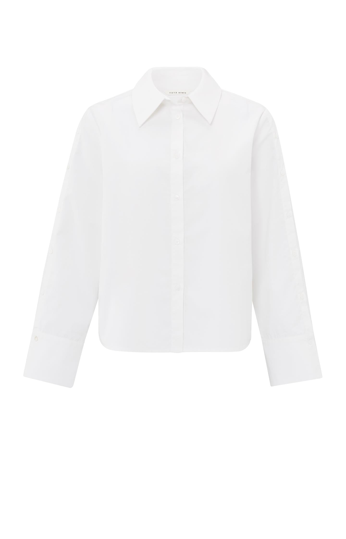 White blouse with long sleeves and button details - Type: product