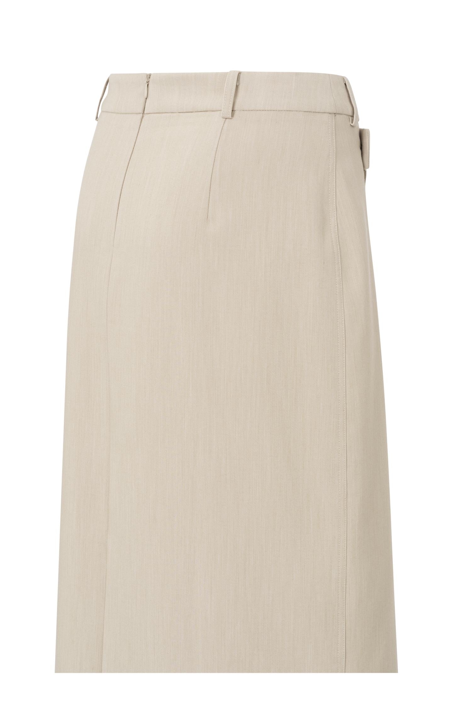 Woven melange midi skirt with slit