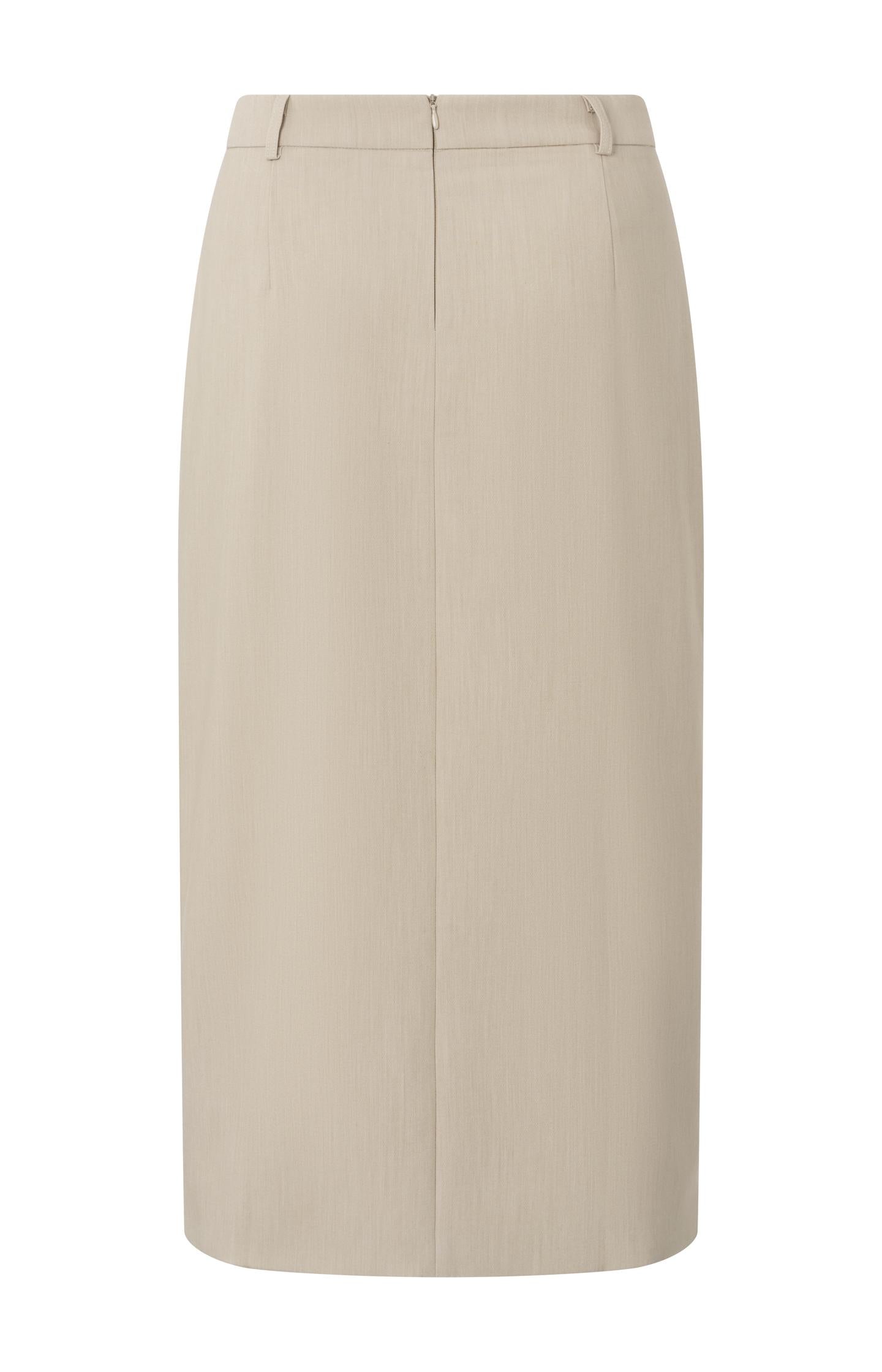 Woven melange midi skirt with slit