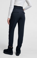 Woven pants with high waist and straight legs